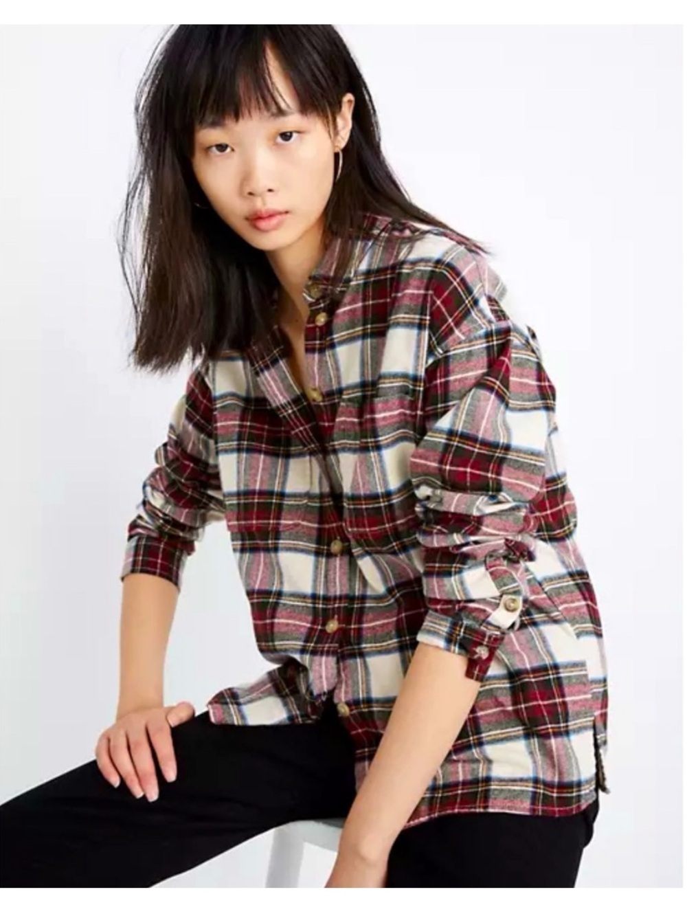 Madewell Flannel Shirt-Jacket in Tartan Plaid, Size